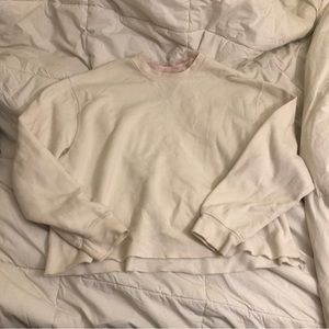 Joe Boxer Cropped Off White Pink Lace Sweatshirt